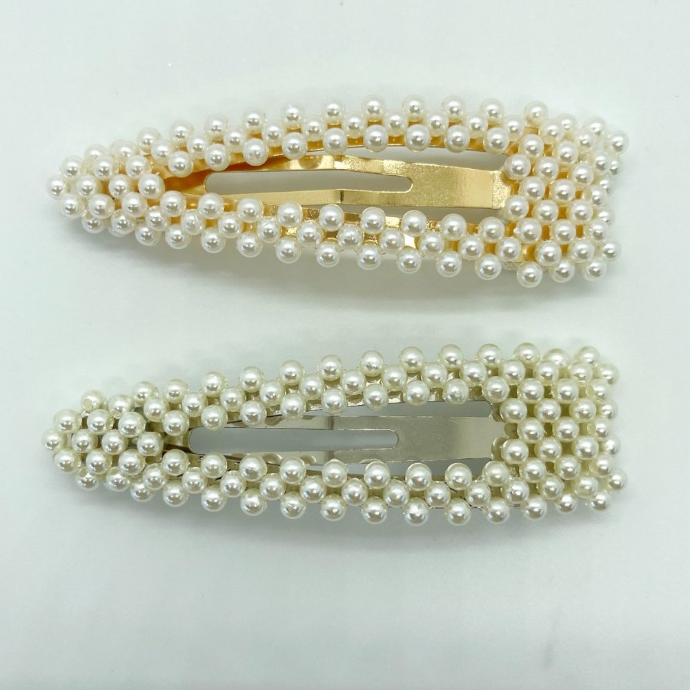Teardrop Faux Pearl Hair Clips Barrettes Set of 2